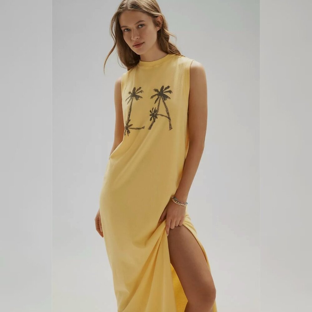New Spiritual Gangster - M Women's‎ LA MullHolland Cotton Maxi  Dress - Yellow